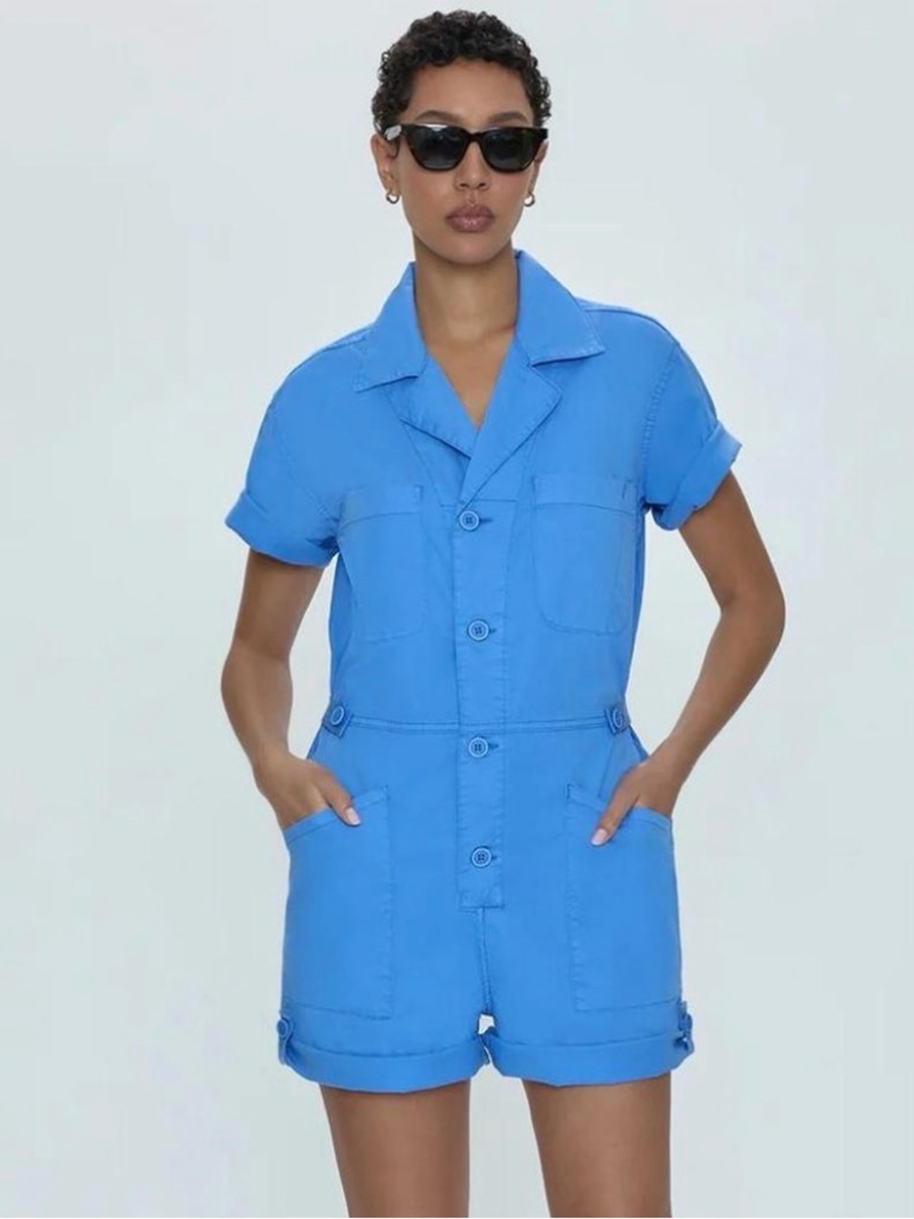 Blue Short-Sleeve Romper